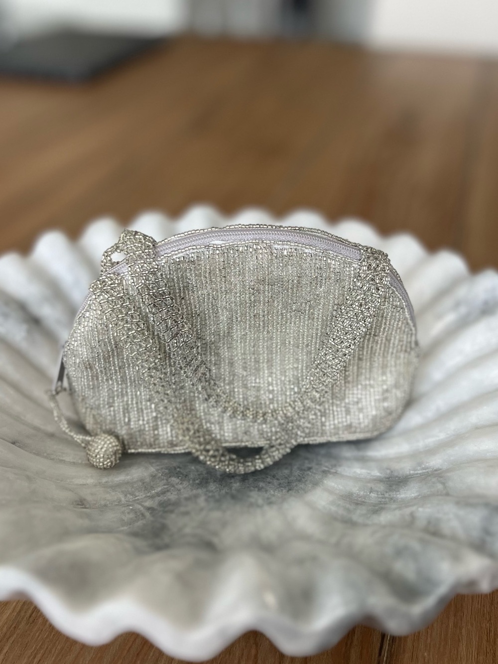 Cache Silver Beaded Women’s Evening Bag